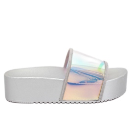 Klapki holograficzne srebrne CK81P Silver szare