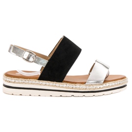 SHELOVET Wygodne Sandałki czarne szare