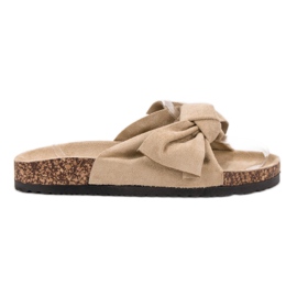 Mannika Klapki Z Kokardką brązowe