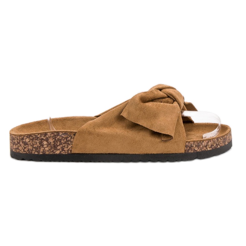 Mannika Klapki Z Kokardką brązowe