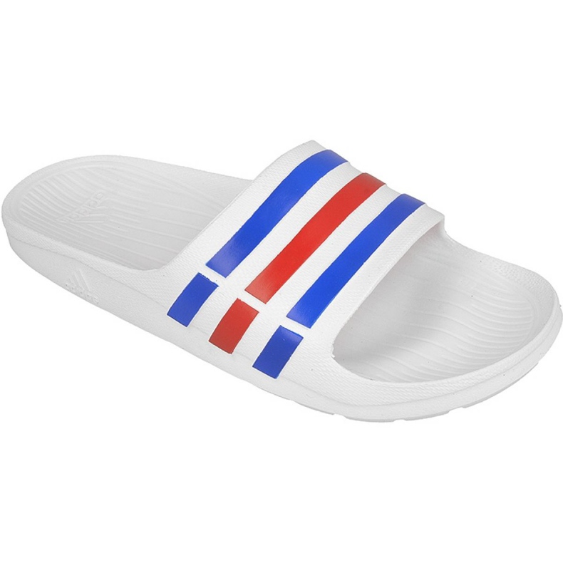 Klapki adidas Duramo Slide M U43664 białe czerwone niebieskie