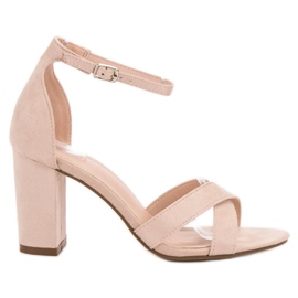 Ideal Shoes Sandałki Na Słupku brązowe