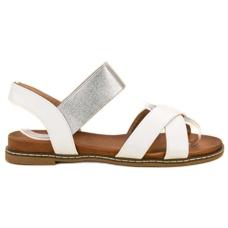 Mannika Białe Sandałki Z Gumką