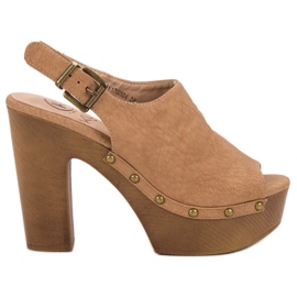 Kylie Zabudowane Sandały Na Platformie brązowe