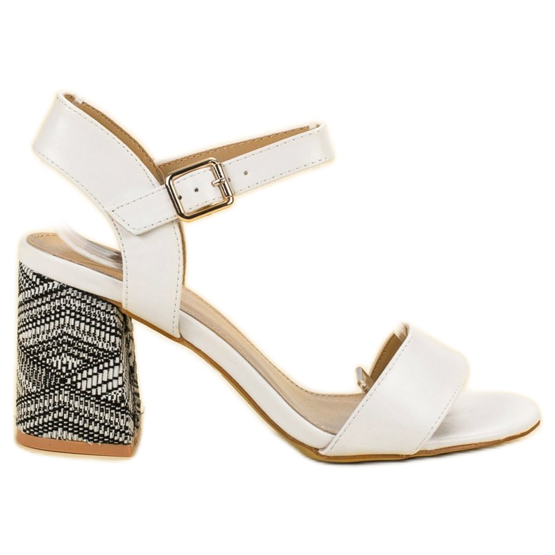 SDS Sandałki Z Ozdobnym Obcasem białe
