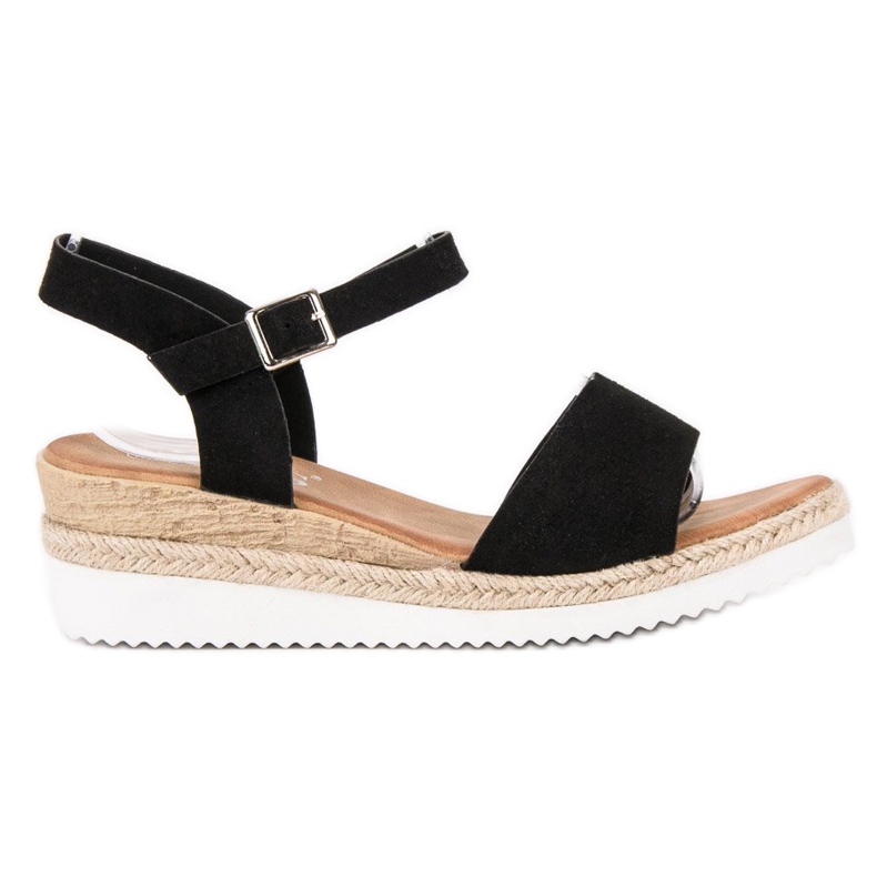 SDS Czarne Sandałki Z Brokatem