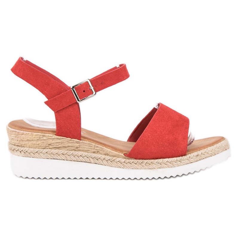 SDS Czerwone Sandałki Z Brokatem