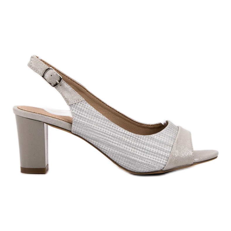 Evento Eleganckie Srebrne Sandały szare
