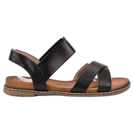 Mannika Czarne Sandałki Z Gumką