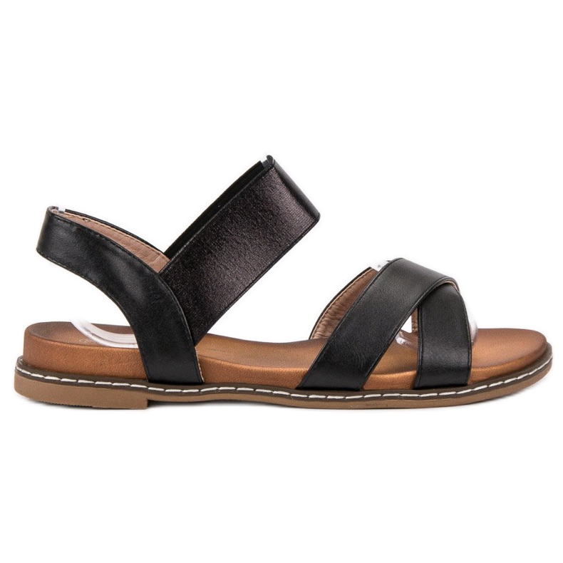 Mannika Czarne Sandałki Z Gumką