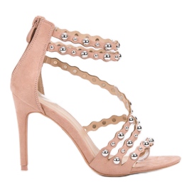 SHELOVET Seksowne Sandały Na Szpilce brązowe