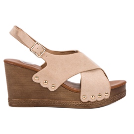 SHELOVET Zamszowe Sandały brązowe