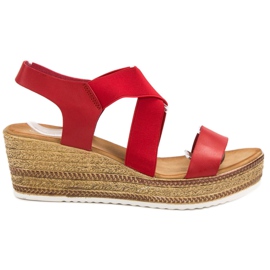 Flyfor Lekkie Wsuwane Sandałki czerwone
