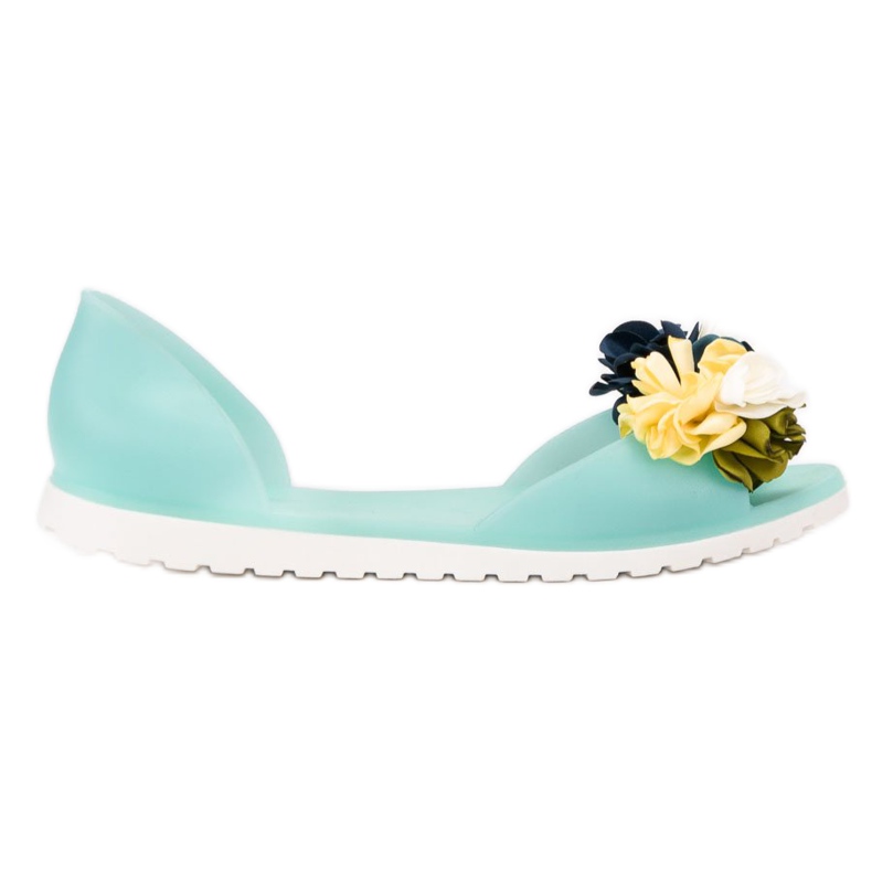 Ideal Shoes Meliski Z Kwiatami zielone