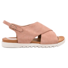 Primavera Zamszowe Zabudowane Sandały różowe