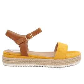 Sandałki espadryle żółte Y-8224 Yellow brązowe