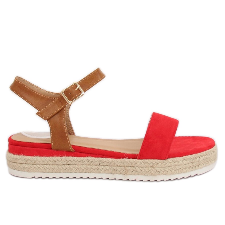 Sandałki espadryle czerwone Y-8224 Red brązowe
