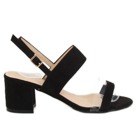 Sandałki na obcasie czarne 660-1/SA-2 Black