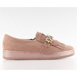 Slipony na perłowej podeszwie t277p Pink II-GAT różowe