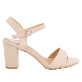 Sandałki na słupku beżowe FH-3M25 Beige beżowy