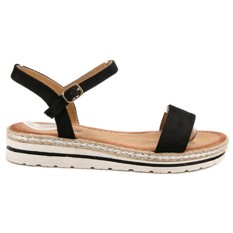 EXQUILY Czarne Sandałki