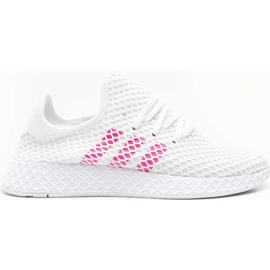 Adidas Deerupt Runner J 608 Footwear White Shock Pink Core Black białe