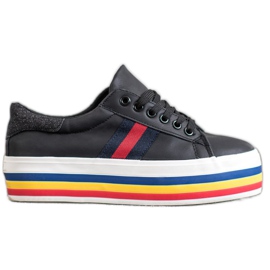 SHELOVET Buty Sportowe Na Platformie czarne wielokolorowe