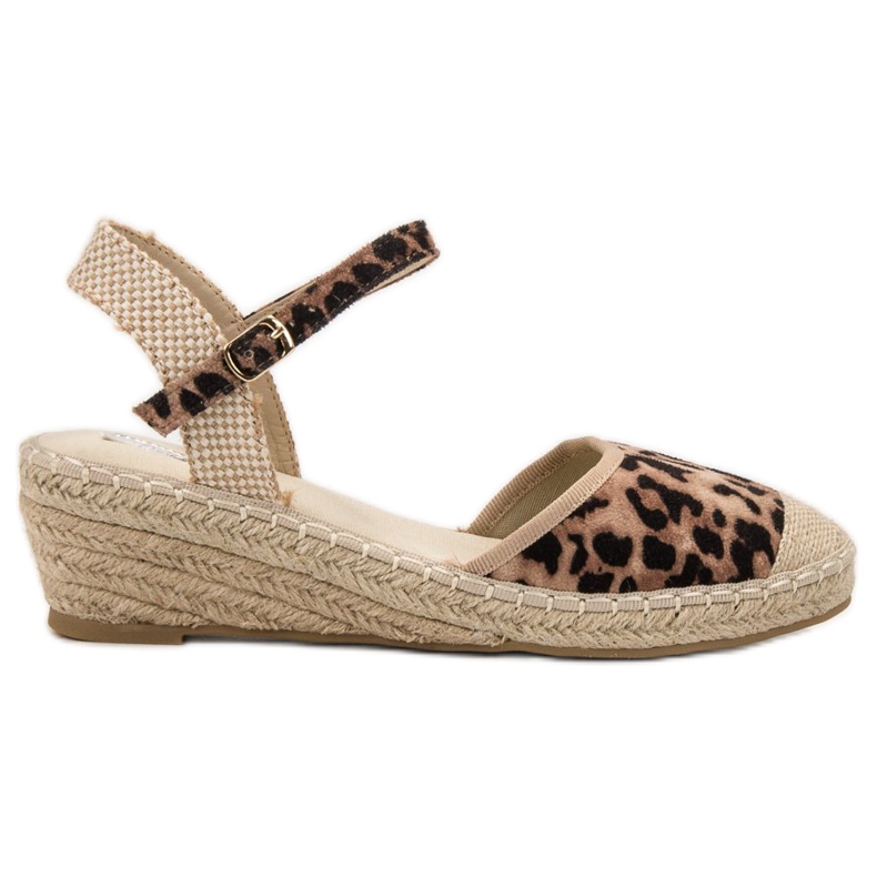 Best Shoes Espadryle Na Koturnie brązowe