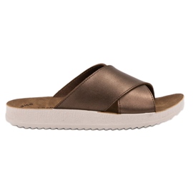 SHELOVET Klapki Z Eko Skóry brązowe