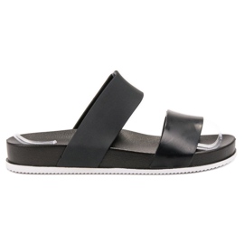 Laura Mode Czarne Gumowe Klapki