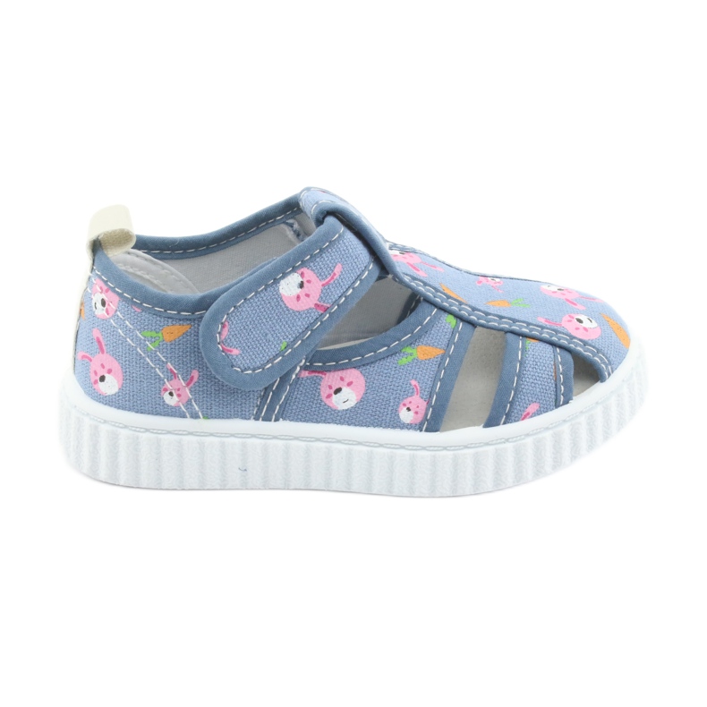 American Club buty dziecięce na rzepy niebieskie TEN 32/19 białe różowe