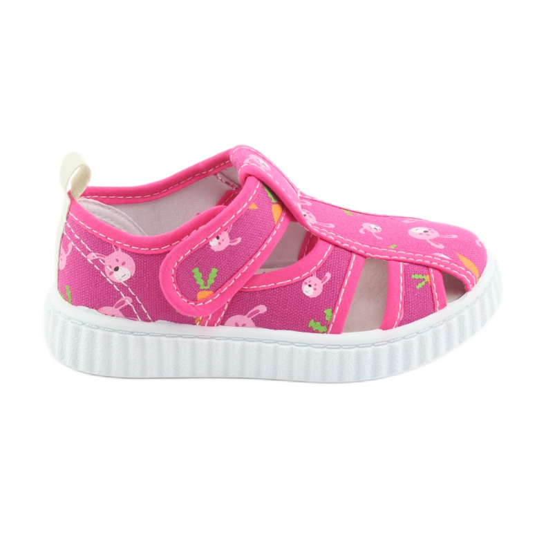 American Club buty dziecięce na rzepy różowe TEN 32/19 białe