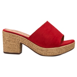 Flyfor Lekkie Klapki Na Słupku czerwone