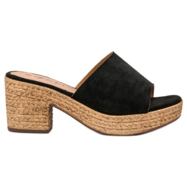 Flyfor Lekkie Klapki Na Słupku czarne