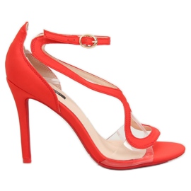Sandałki na szpilce czerwone 1442 Red