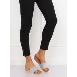 Klapki na koturnie szare G233 Grey II-GAT