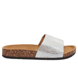 Klapki damskie srebrne PK44491 Silver szare