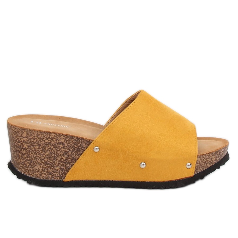 Klapki na koturnie żółte GU56 Yellow