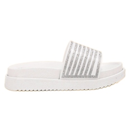 Bello Star Klapki Z Kryształkami białe