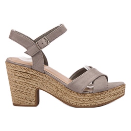 Queentina Sandały Na Słupku szare