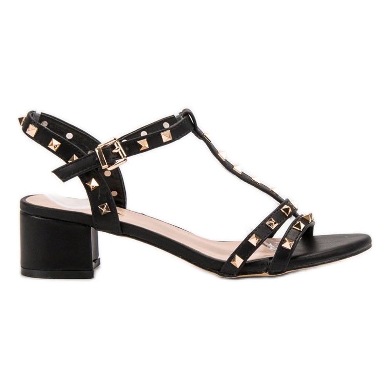 SDS Rockowe Sandałki Na Słupku czarne