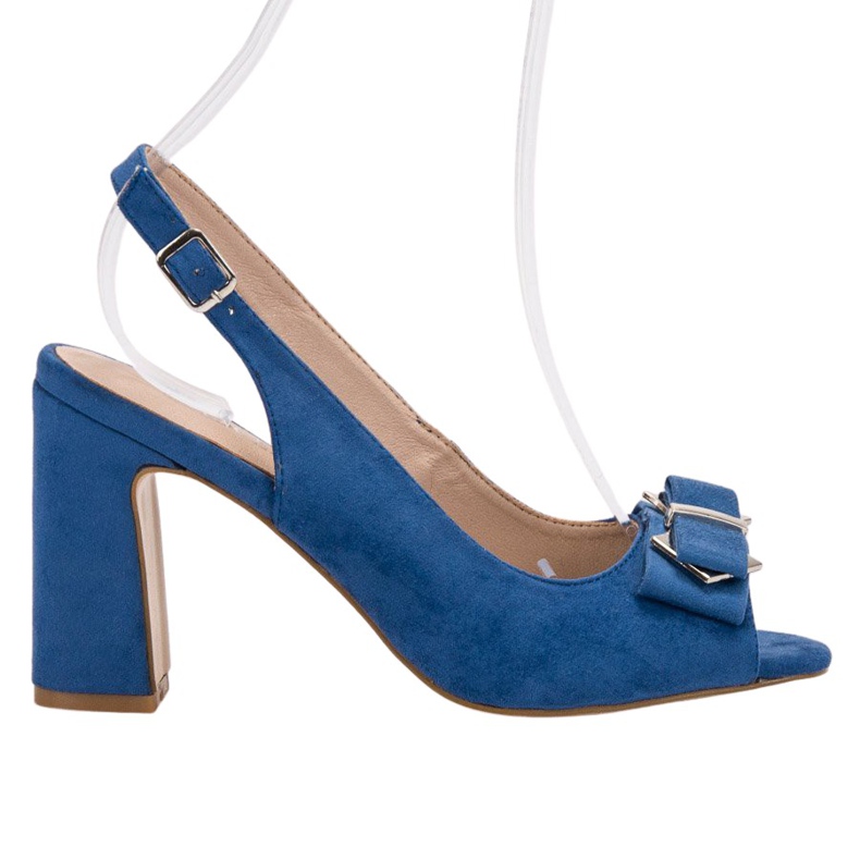 SHELOVET Sandały Na Słupku niebieskie