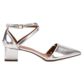 SHELOVET Srebrne Czółenka szare