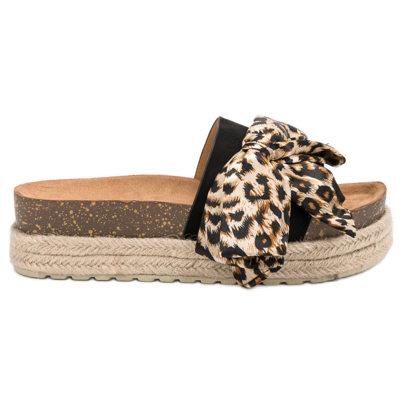 Vices Modne Klapki Animal Print czarne