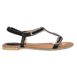 SHELOVET Zdobione Sandałki Z Gumką czarne