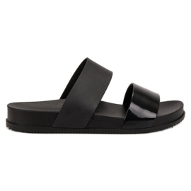 SHELOVET Modne Gumowe Klapki czarne