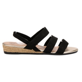 Fama Zamszowe Sandałki Z Gumką czarne