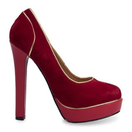 Klasyczne Szpilki Na Platformie 805 Czerwony czerwone