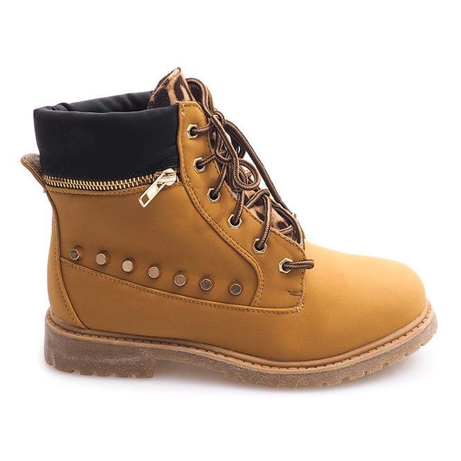 Ocieplane Traperki Z Ozdobami A06 Camel brązowe