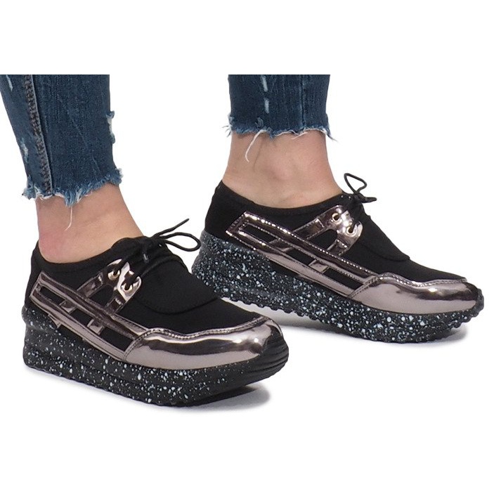 Czarne Sportowe Trampki Na Platformie Calixte